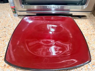 Square red & black dish set