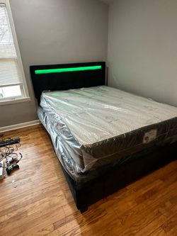 Luxury Queen LED Bed with Mattress and Box Spring - Ready for FAST Delivery 🚛