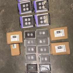 ): Huge Lot 18x Decorative Wall Plates - Aged Bronze Finish - Mix of Toggle & Duplex