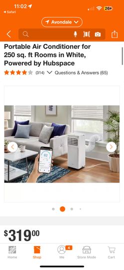 Vissani 6,000 (DOE) BTU 115-Volt Portable Air Conditioner for 250 sq. ft Rooms in White, Powered by Hubspace