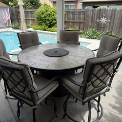 Outdoor Dining Fire Pit Set