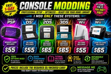 PSP, 3DS, 2DS, DSi, Wii & Wii U Moddding Service | SD Included