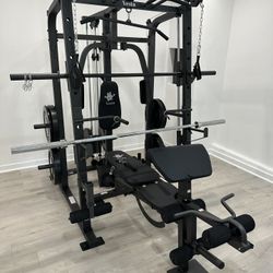 Vesta Fitness Smith Machine 1001 w/Bench Attachment | 240lb Bumper Olympic Weights | 7ft Olympic Bar | Fitness | Gym Equipment | FREE DELIVERY 🚚 
