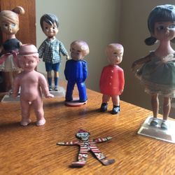 Small dolls , Tin Clown ,  Magnetic Head Dolls