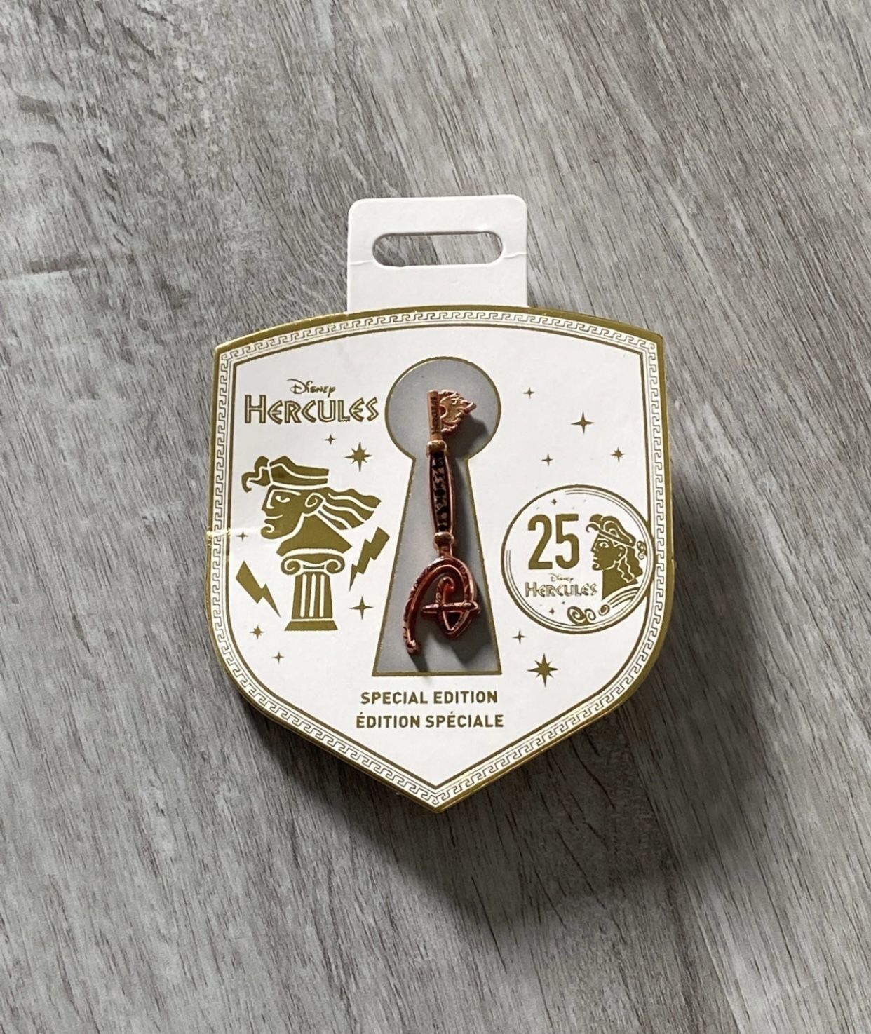 Disney Hercules 25th Anniversary Collectible Key Pin Collectible Key Pin New    D-3