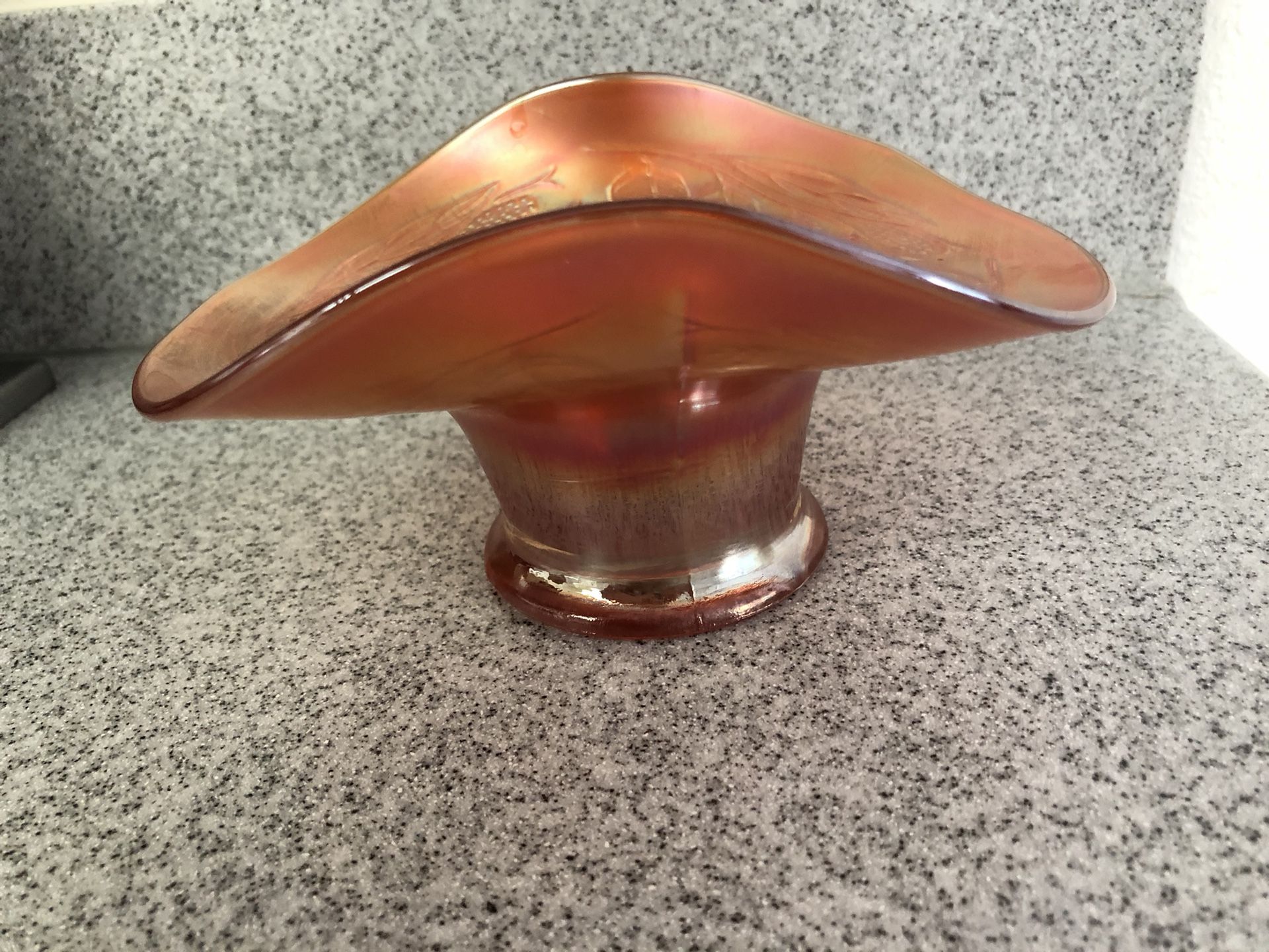 Antique Fenton Marigold Blackberry Spray Variant Carnival Glass Bowl