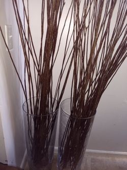 2 Long Floor Vases With Branches