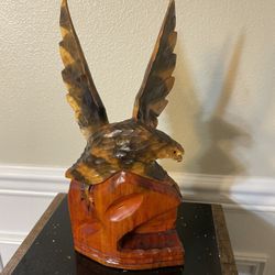 Vintage USSR Soviet Hand Carved Wooden Eagle Figurine 9.5”