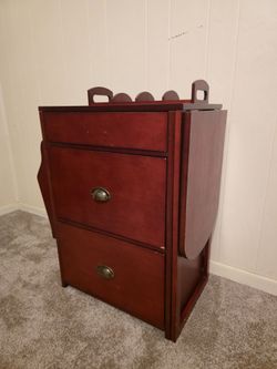 Sideboard Red Wood Table Desk 2 Drawer Queen Anne Bill Payer's Desk Filing Cabinet Furniture