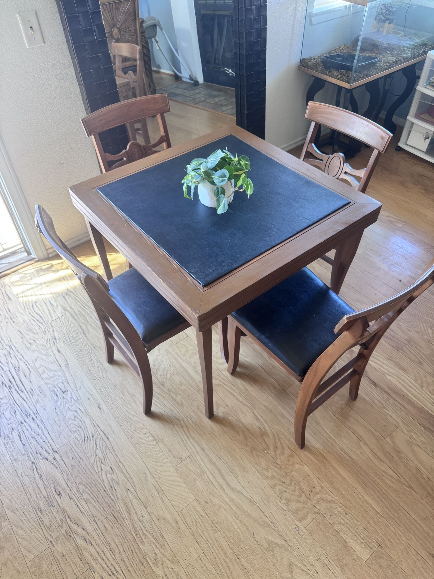 Wood & Upholstered Table & Chairs