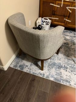 Gray Upholstered Barrel/Tub Accent Chair
