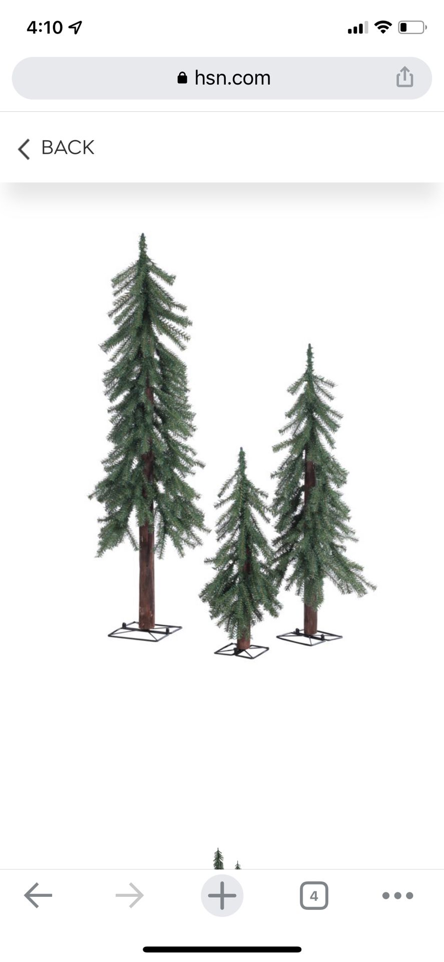 Set Of 3 Unlit Alpine Christmas Trees - New In Box
