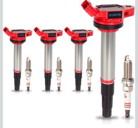 Set of 4 Upgraded Ignition Coil Pack and Spark Plug fits for Toyota Corolla...