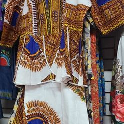 3 pcs dashiki wrap  skirt  set