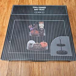 New Black Metal Bat Two Tiered Tray Halloween Display Stand 15" Decorative Tin