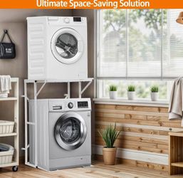 Universal Washer Dryer Stacking Rack Stand Heavy-Duty Carbon Steel, Premium Washer Dryer Stand Compatible with Most Brands and Models