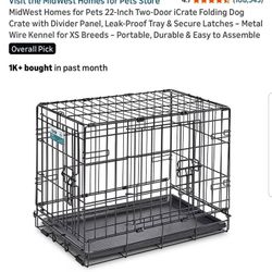 22-Inch Two-Door iCrate Folding Dog Crate with Divider Panel, Leak-Proof Tray & Secure Latches