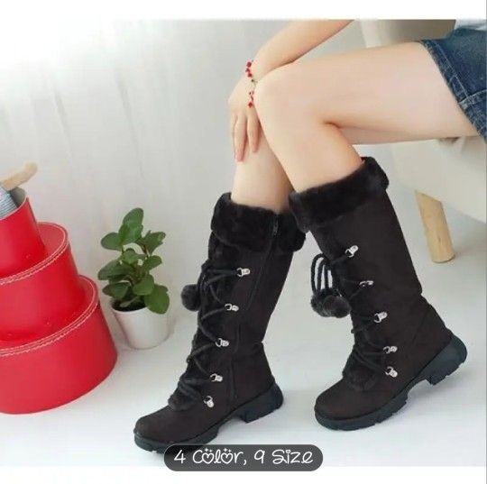 Women's Black Fur-Lined Winter Boots