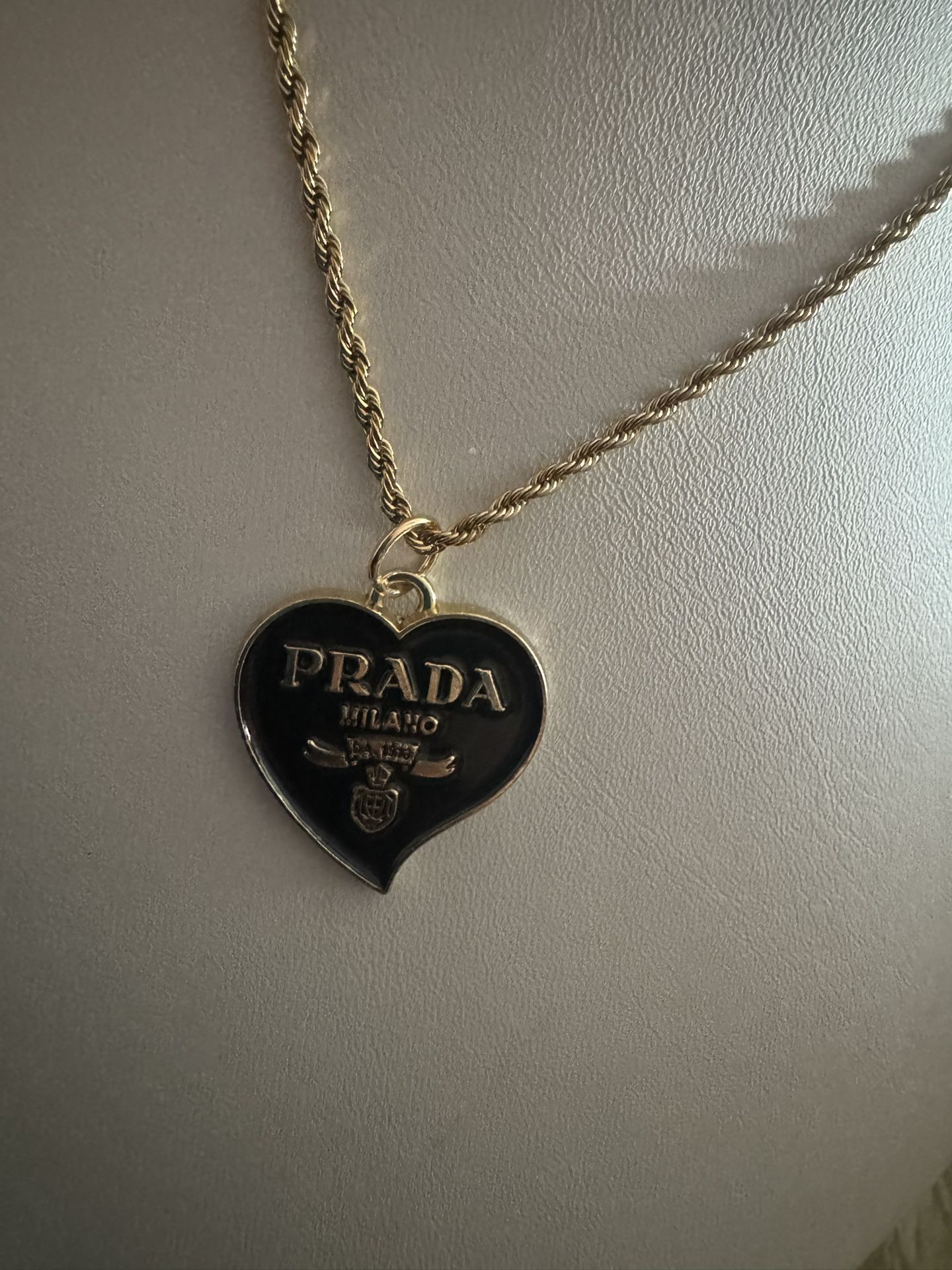 Vintage Prada Zipper Pull Charm in Black Enamel on 20" Rope Chain