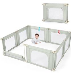 Doradotey 8-Panel Foldable Baby Playpen for Toddlers 1-3, Adjustable Shape & Size Large 79x71” Indoor Playard, No Tools Easy Assembly, 360° Breathable