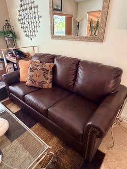 Brown leather couch