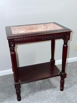 Solid wood and marble table