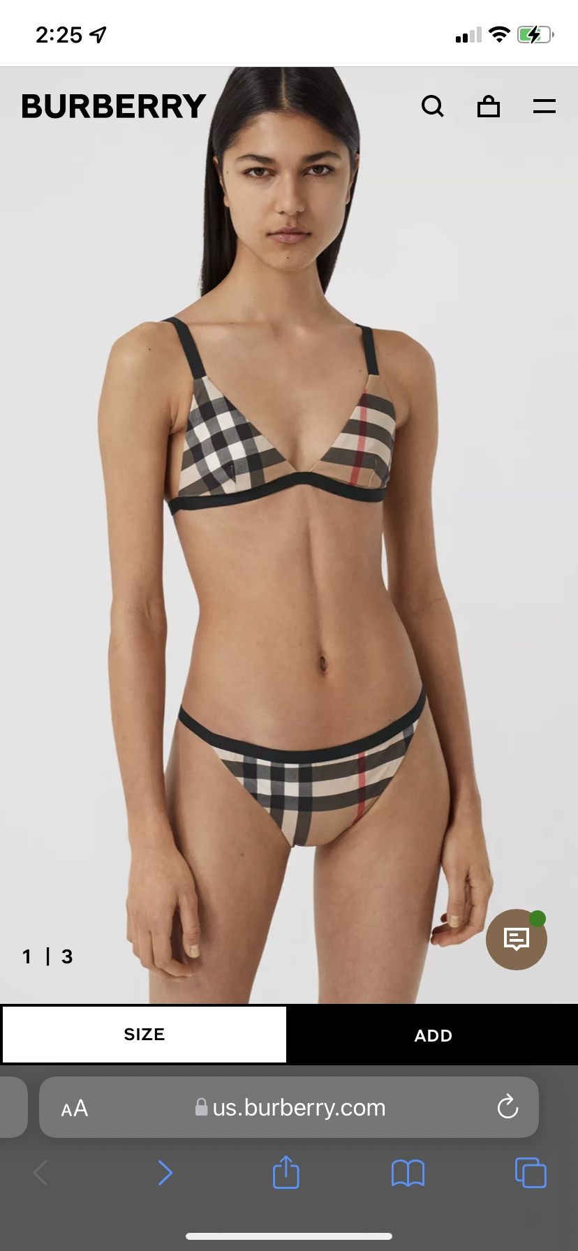 Burberry Bikini Size Medium 