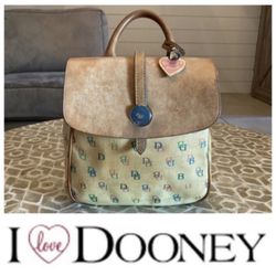Dooney & Bourke Vintage 90s Y2K Leather Logo Backpack