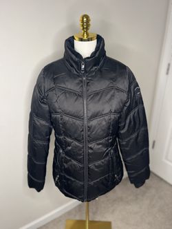 Nautica Women’s Black Puffer Jacket 🧥 Faux Fur Collar Water Resistant Size M