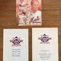 1986 New York Mets Old Timers Day Program And Poster As Well As Rusty Staub Day Poster