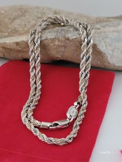 ⛔️ RESERVED ⛔️ 925 Sterling Silver and 14K Yellow Gold Rope Design Necklace, Made in the USA! 👌🎁
