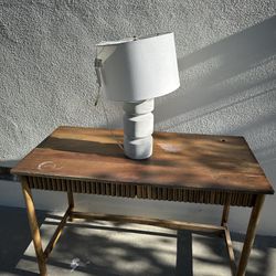 Wood Desk And lamp 