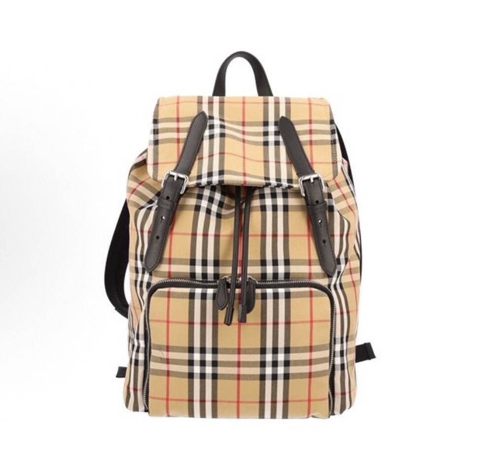 Burberry Plaid Printed Fabric Backpack(42)60