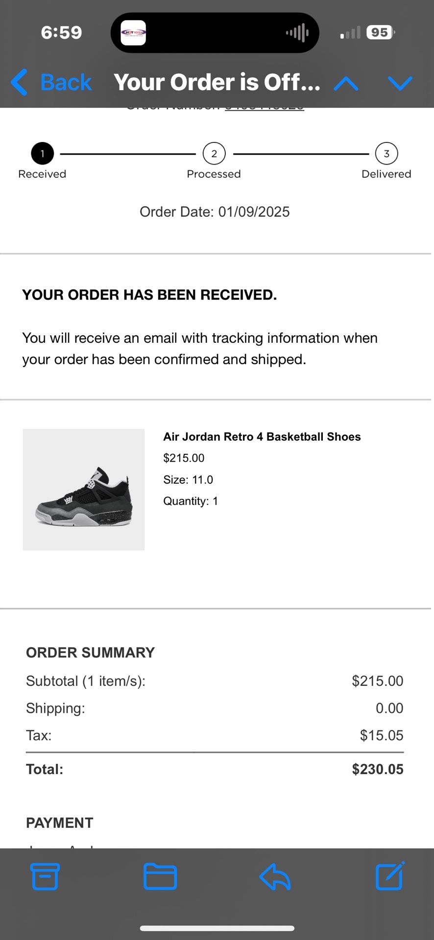 #4 Jordans For Sale. (fear) Size 11