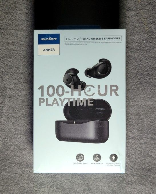 ANKER Soundcore Life Dot 2 Sweat proof Wireless Bluetooth Earbuds BLACK - NEW UNOPENED