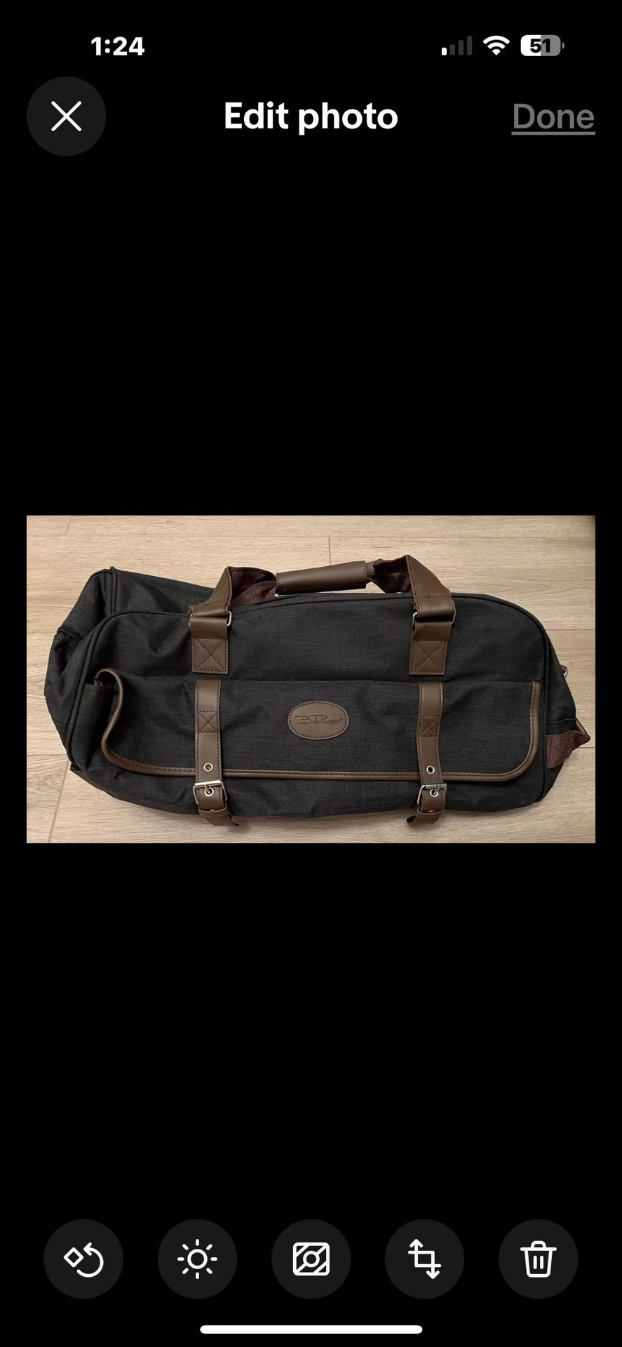 Bella Russo Duffle Bag Carry-On Tote Canvas Luggage Wheels Adjustable Strap New