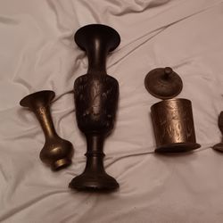 Lot Of VINTAGE etched Brass Made In INDIA