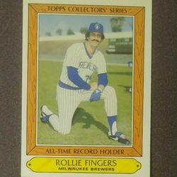 1985 Topps Rollie Fingers Milwaukee Brewers #10 Roland Glen All-Time Record Holder Collector's Series Baseball Card Vintage Collectible Sports MLB