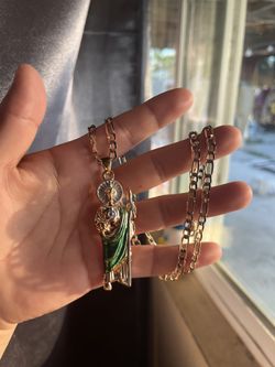 14k plated San Judas and Chain set