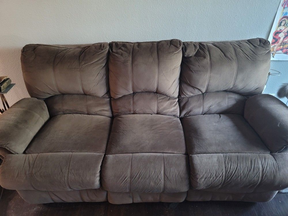 Chocolate Brown 3 Seater Reclining Couch
