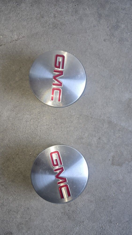 **(2) OEM GMC Brushed Chrome Center Caps**