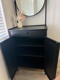 IKEA black hutch with mirror
