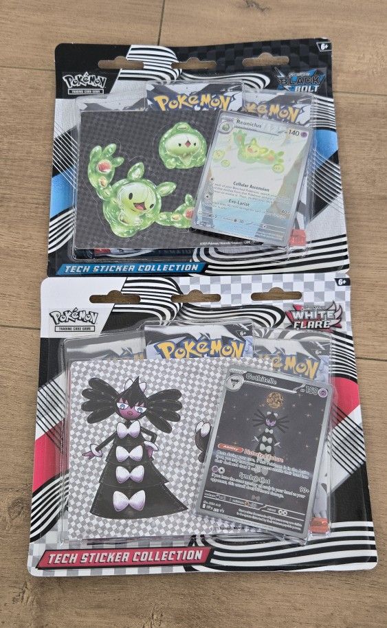 For Sale:
Brand New in Box Pokemon Trading Card Game TCG Scarlet & Violet Black Bolt and White Flare Tech Sticker Collection