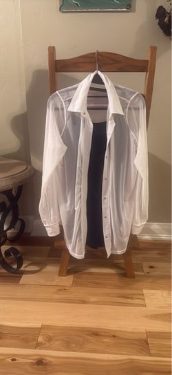 White Sheer Button-Down Long Sleeve Shirt
