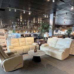 Beige Power Reclining Sofa And Loveseat