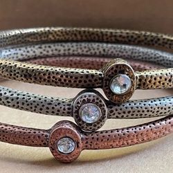 Vintage Women Bangles Stackable Bracelet Set Of 3 Pieces  Hammered Bangles