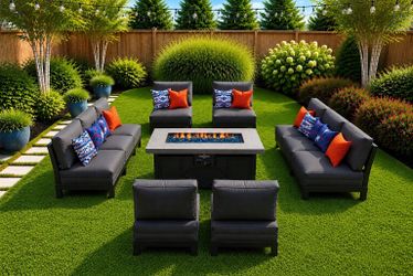 Brand new patio aluminum set Fire pit propane 11 pieces