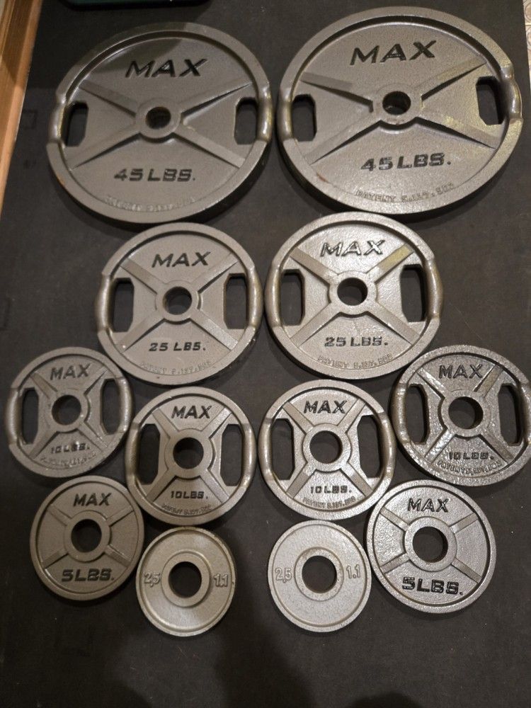 195lb MAX Olympic Grip Plate Weight Plate Set 