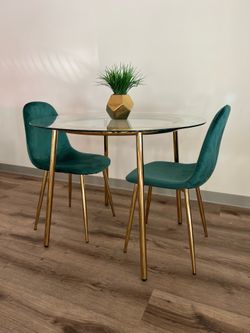 Gold Round Dining Table Set for Kitchen & Dining Room