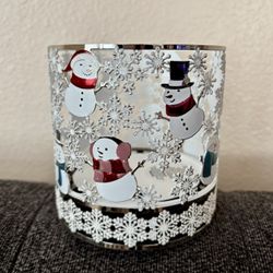 Playing Snowmen 3-Wick Candle Holder